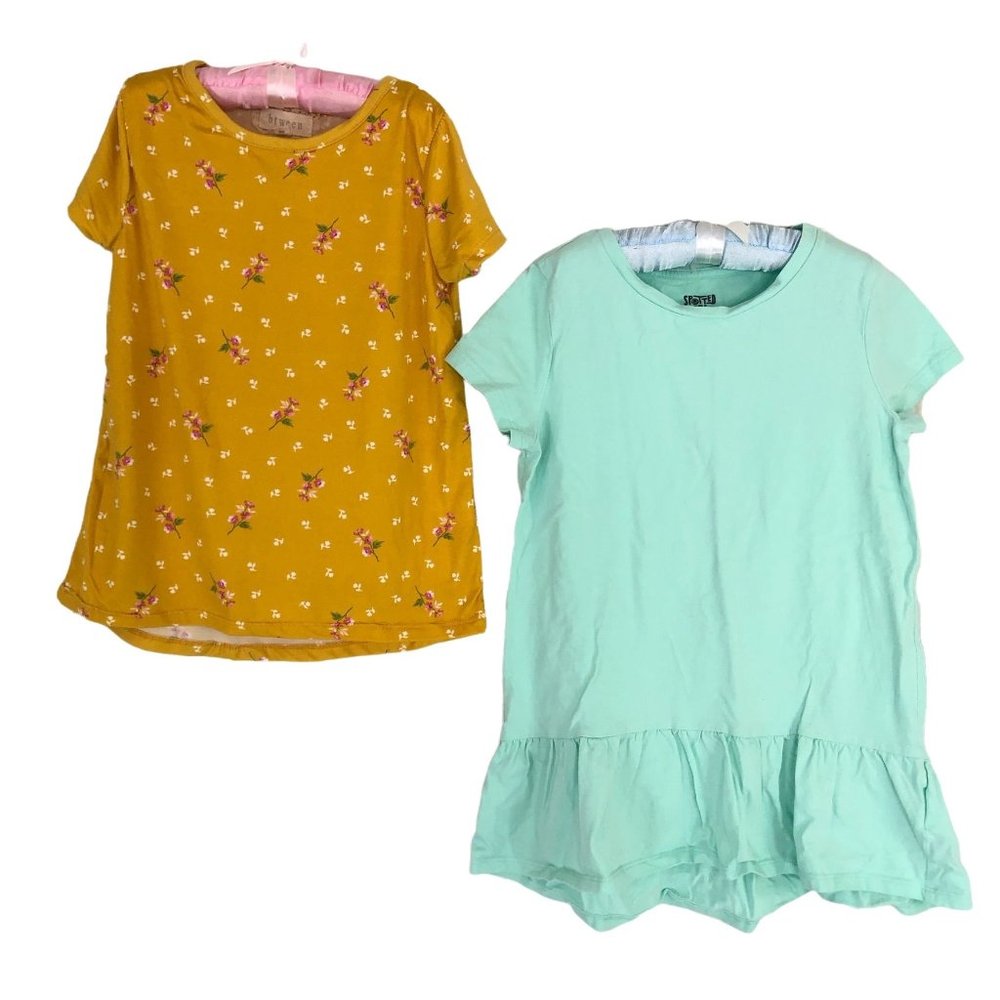 Girls Tunic Tops Size 8 (Lot of 2) Short Sleeves Boat Neck